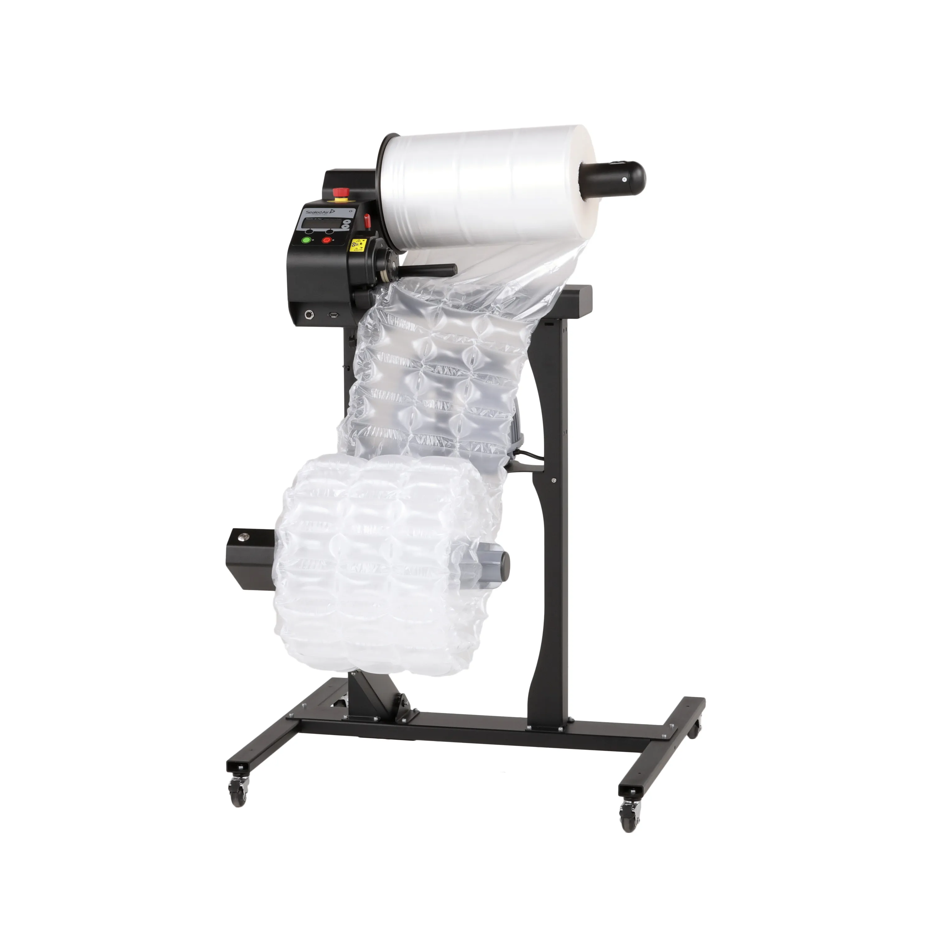 Air pillow inflation machine on a stand