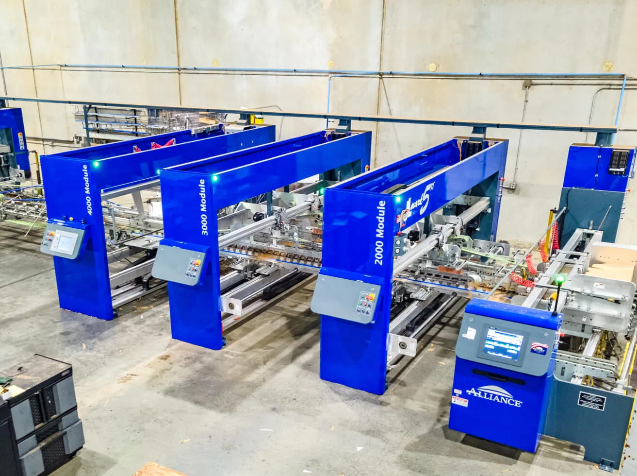 Overhead view of the Alliance gluer and stitcher modules