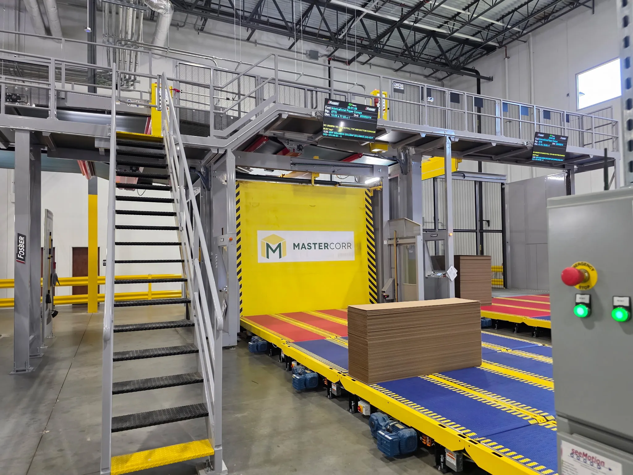 Finished corrugated sheets at our corrugator stacker